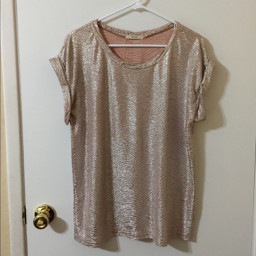 Rose Gold Metallic Shimmer Top